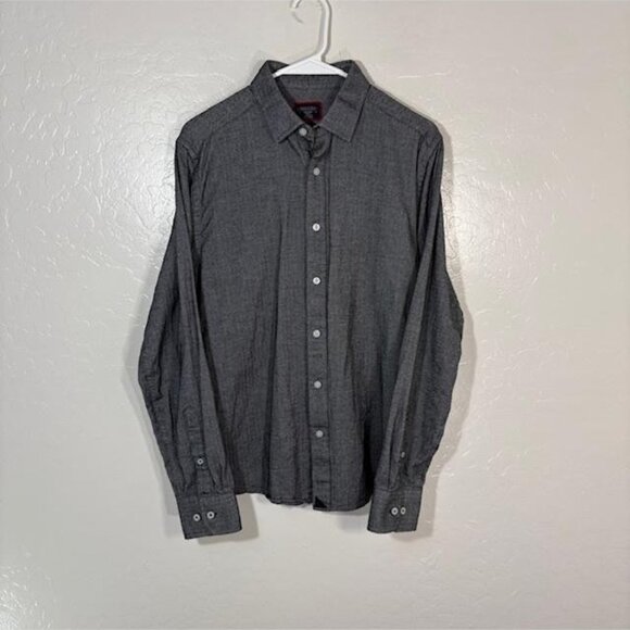 UNTUCKit Shirt Mens Medium Black Librando Slim Fit Herringbone Cotton Button Up - Picture 1 of 7